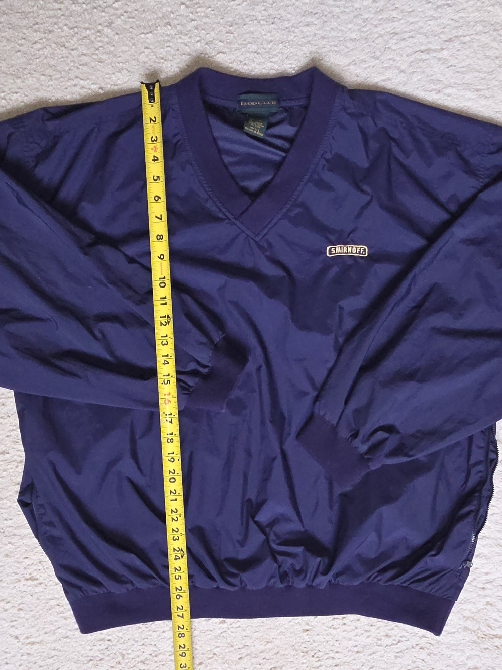 Vintage Izod Club Smirnoff Ebroidered V-Neck Windbreaker Pullover